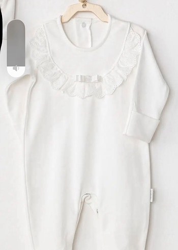 Beyaz Dantel Detaylı Nakışlı Bebek Kız Tulum Andywawa - Görsel 2