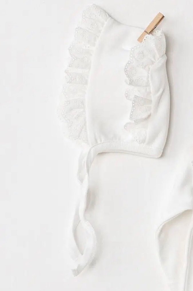 Beyaz Dantel Detaylı Nakışlı Bebek Kız Tulum Andywawa - Görsel 3