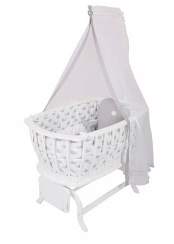 Beyaz ve Gri Bebek Beşiği - Görsel 3