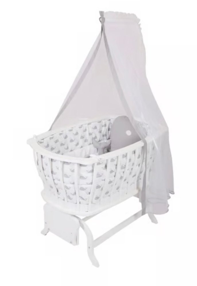 Beyaz ve Gri Bebek Beşiği - Görsel 3