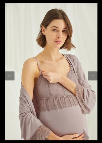 Monamise V Yaka Gri Hamile Pijama Takımı - Görsel 3