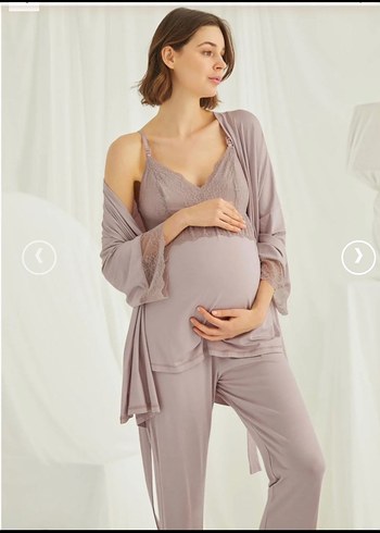 Monamise V Yaka Gri Hamile Pijama Takımı - Görsel 2