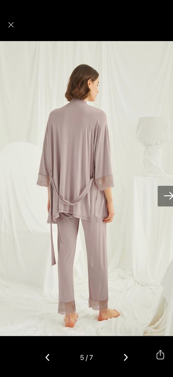 Monamise V Yaka Gri Hamile Pijama Takımı - Görsel 5