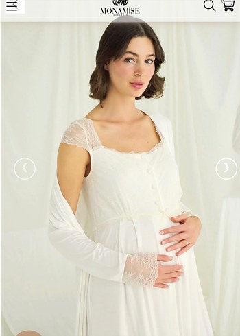 Monamise Önü Düğmeli Uzun Hamile Lohusa Gecelik - Görsel 3