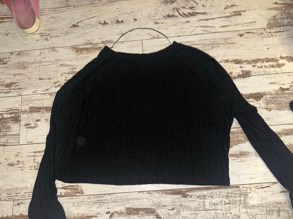 Siyah Kadın fitilli Uzun Kollu Salaş Kazak - Görsel 3