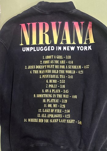 H&M antrasit oversize dik yaka nirvana sweatshirt - Görsel 3