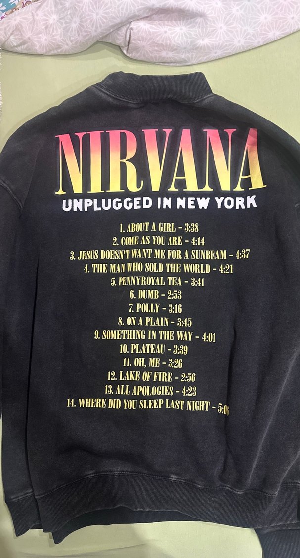 H&M antrasit oversize dik yaka nirvana sweatshirt - Görsel 3