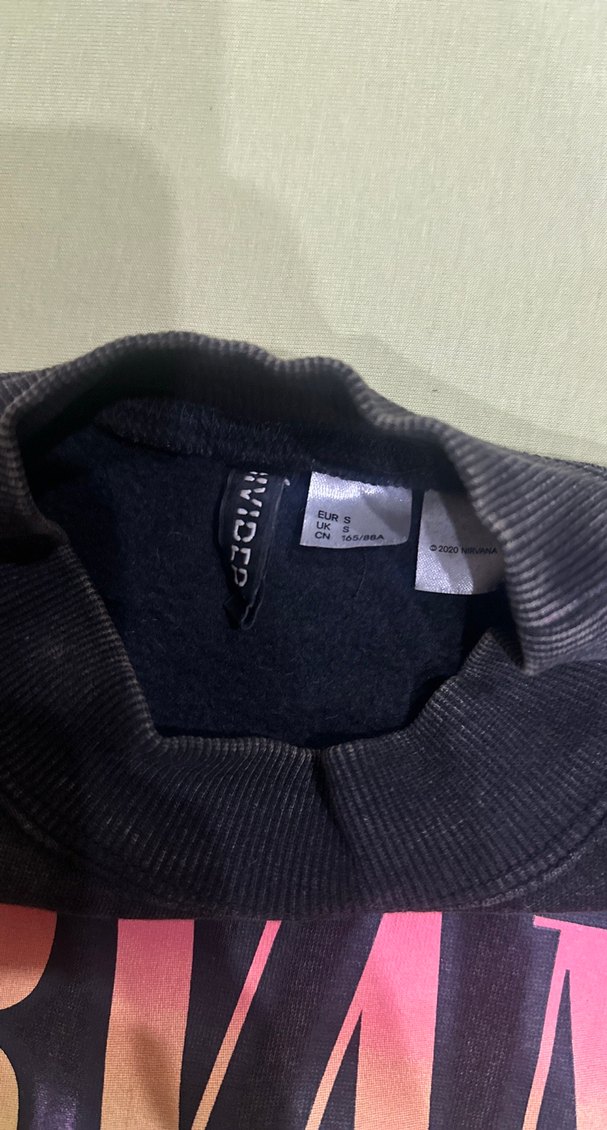 H&M antrasit oversize dik yaka nirvana sweatshirt - Görsel 2