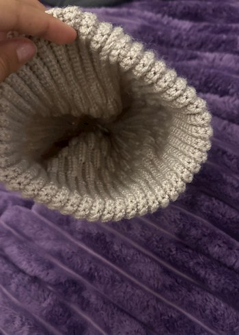 Bej Kürklü Kadın Örgü Bere - Görsel 2