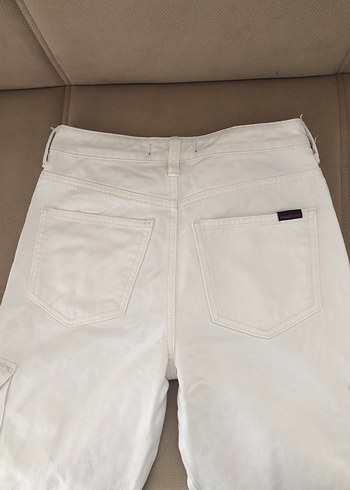 32 Beden beyaz Renk Beyaz Kadın Pamuklu Streetwear Pantolon