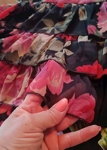 Çiçek Desenli Mini Straplez Elbise - Görsel 2