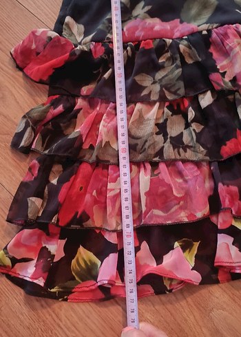 Çiçek Desenli Mini Straplez Elbise - Görsel 9