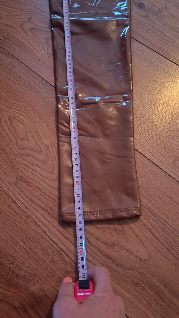 Kadın Parlak Kahverengi Deri Fermuarlı Tayt - Görsel 3