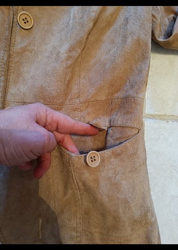 Düğmeli Kahverengi Camel renk Süet Kadın Ceket - Görsel 7