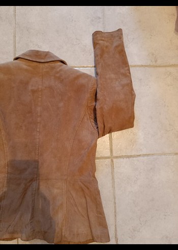 Düğmeli Kahverengi Camel renk Süet Kadın Ceket - Görsel 9