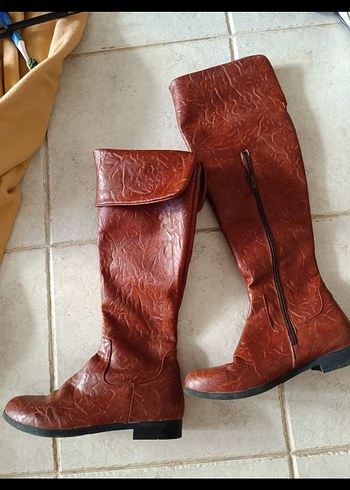Deri Diz Boyu Kadın Çizme - Görsel 6