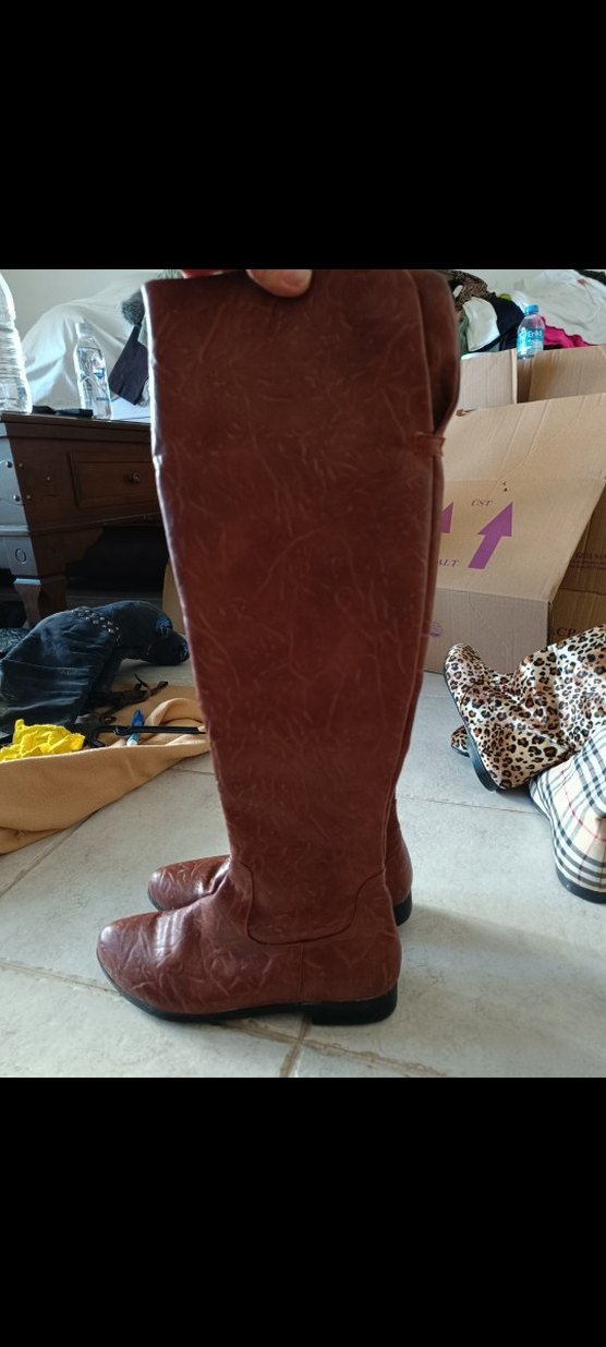 Deri Diz Boyu Kadın Çizme - Görsel 5