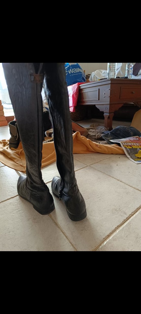 Siyah Deri Dizüstü Kadın Çizme - Görsel 5