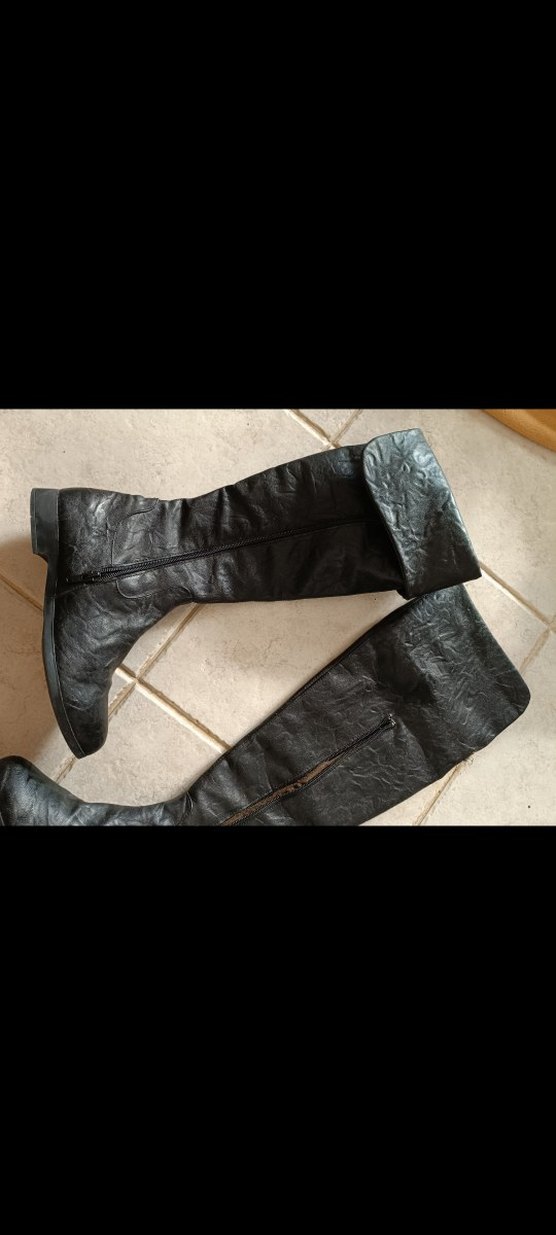 Siyah Deri Dizüstü Kadın Çizme - Görsel 3