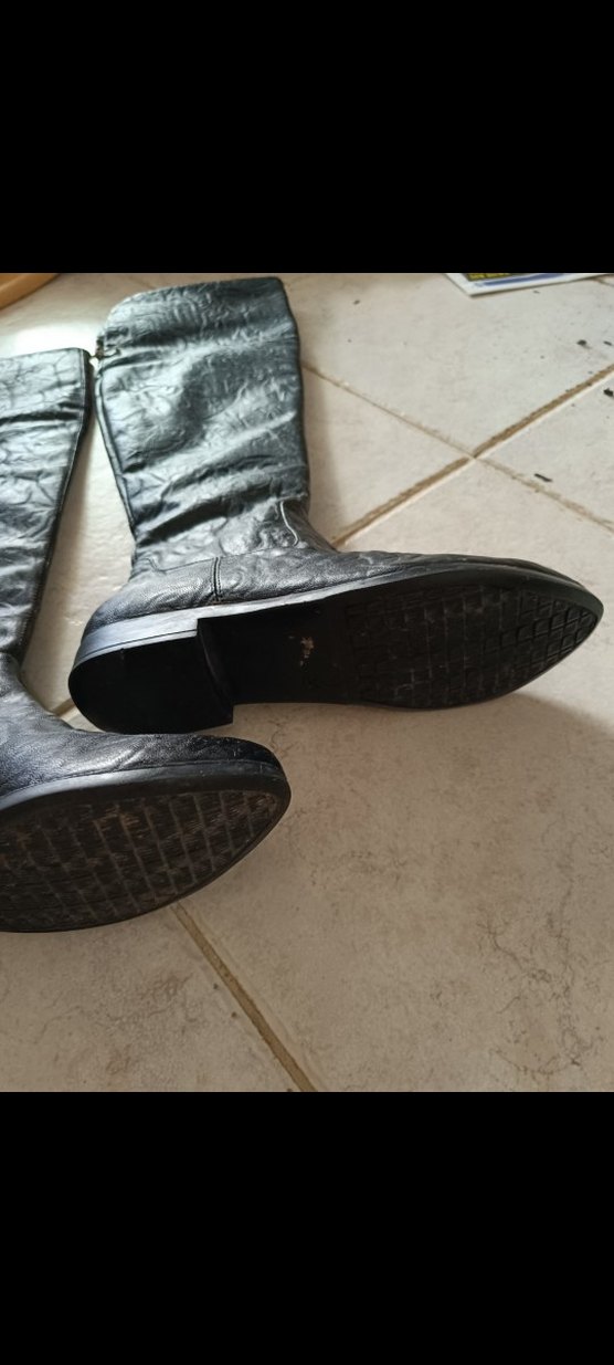 Siyah Deri Dizüstü Kadın Çizme - Görsel 2