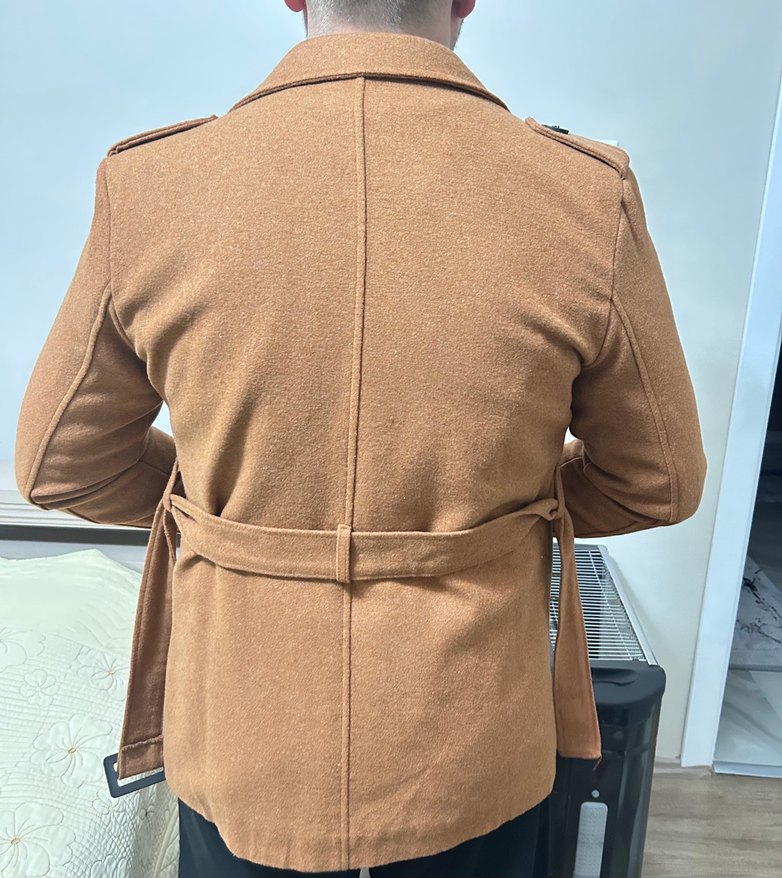 Düğmeli Kiremit  Erkek Kaban - Görsel 3