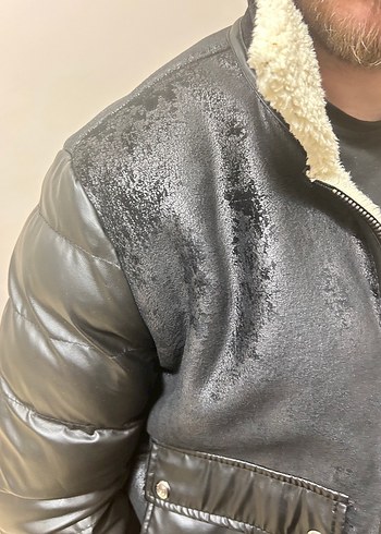 Siyah Deri Kürklü Erkek Mont - Görsel 3