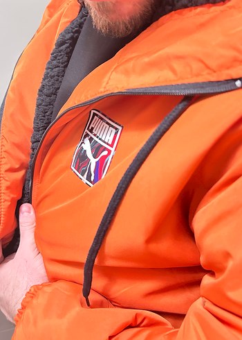 Turuncu Parlak Fermuarlı Erkek Kayak Ceketi - Görsel 3