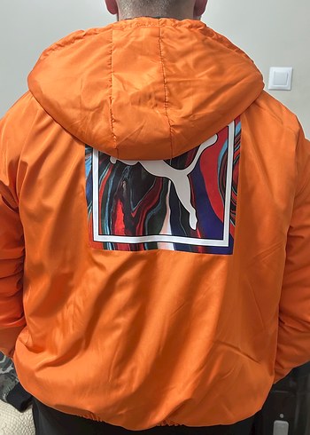 Turuncu Parlak Fermuarlı Erkek Kayak Ceketi - Görsel 2