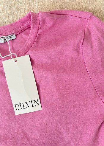 Dilvin Pembe Kısa Kollu Basic Tişört - Görsel 4