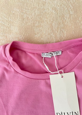 Dilvin Pembe Kısa Kollu Basic Tişört - Görsel 3