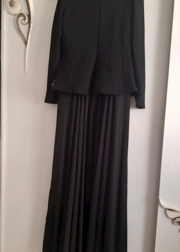 Siyah Nakışlı Uzun Kollu Abiye Elbise Modazehra - Görsel 3