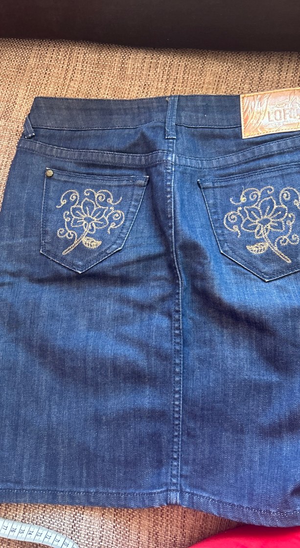 Koyu Mavi Midi Denim Mini Etek - Görsel 3