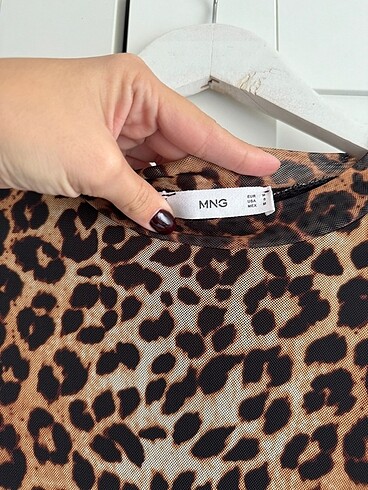 m Beden kahverengi Renk Mango Leopar Elbise
