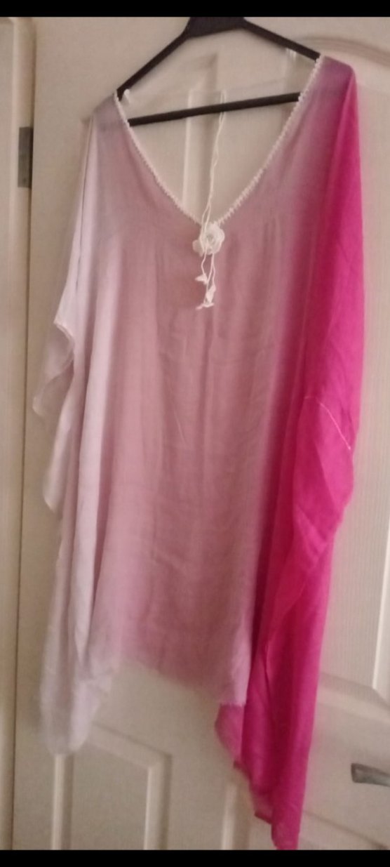 Pembe Uzun Dökümlü Bohem Pareo - Görsel 2