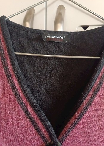 Bordo Örgü Yün Kadın Yelek - Görsel 3