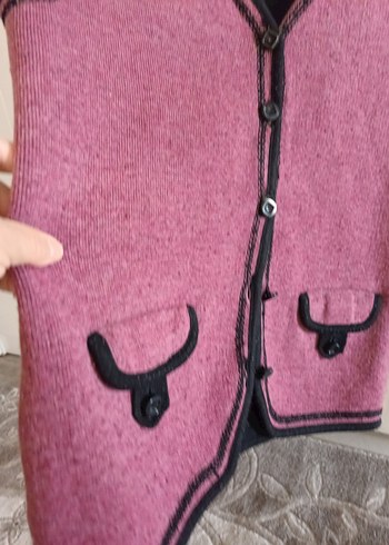 Bordo Örgü Yün Kadın Yelek - Görsel 2