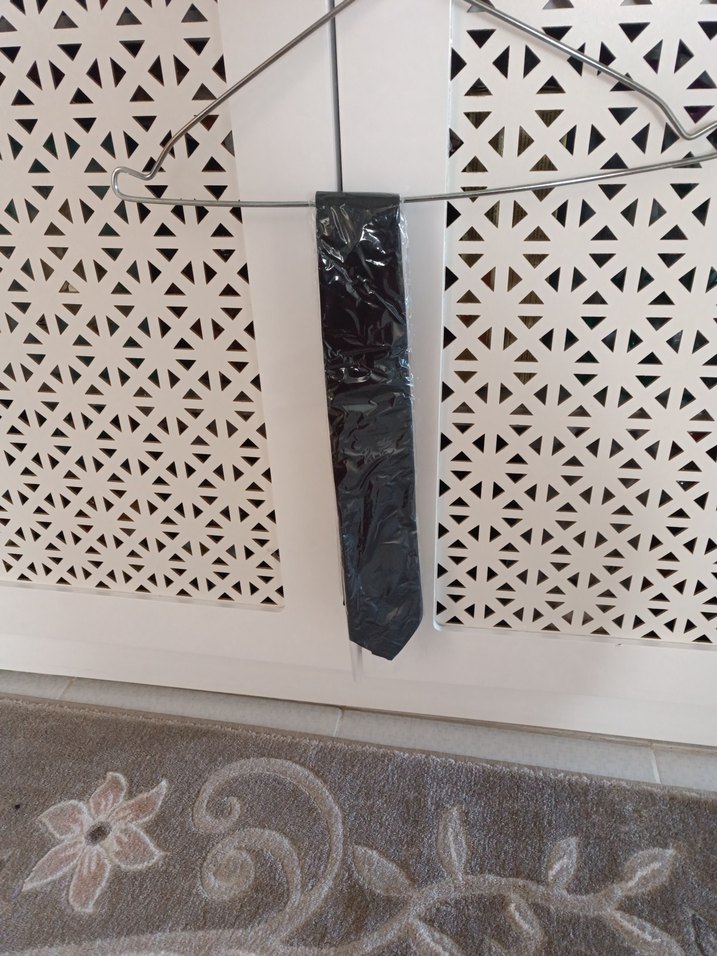 Siyah Düz Erkek Kravat - Görsel 2