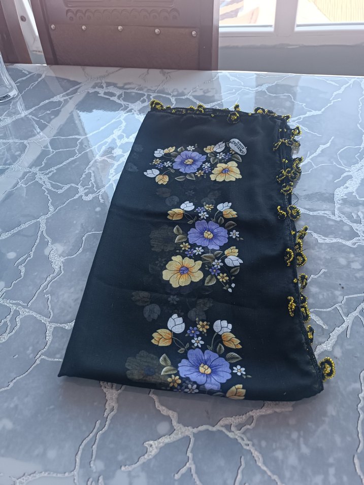 Vintage Çok Renkli Fırfırlı Kadın Fular - Görsel 4