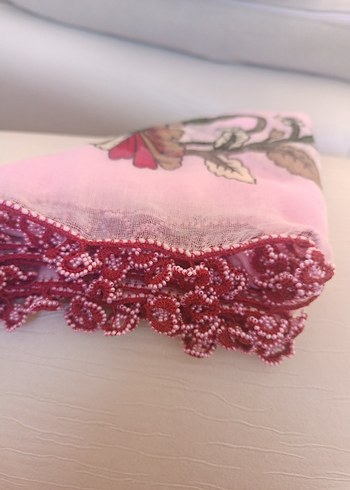 Dantel Detaylı Pembe Bohem Kadın Fular - Görsel 2