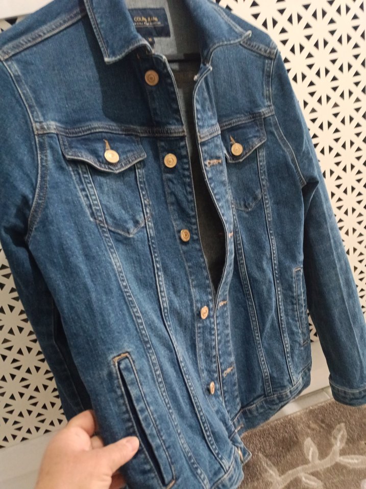 Düğmeli Mavi Kadın Denim Ceket - Görsel 2