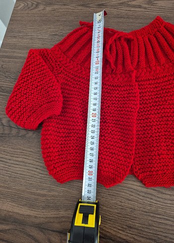 Kız Çocuk Kırmızı Örgü Hırka - Görsel 4