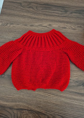 Kız Çocuk Kırmızı Örgü Hırka - Görsel 3