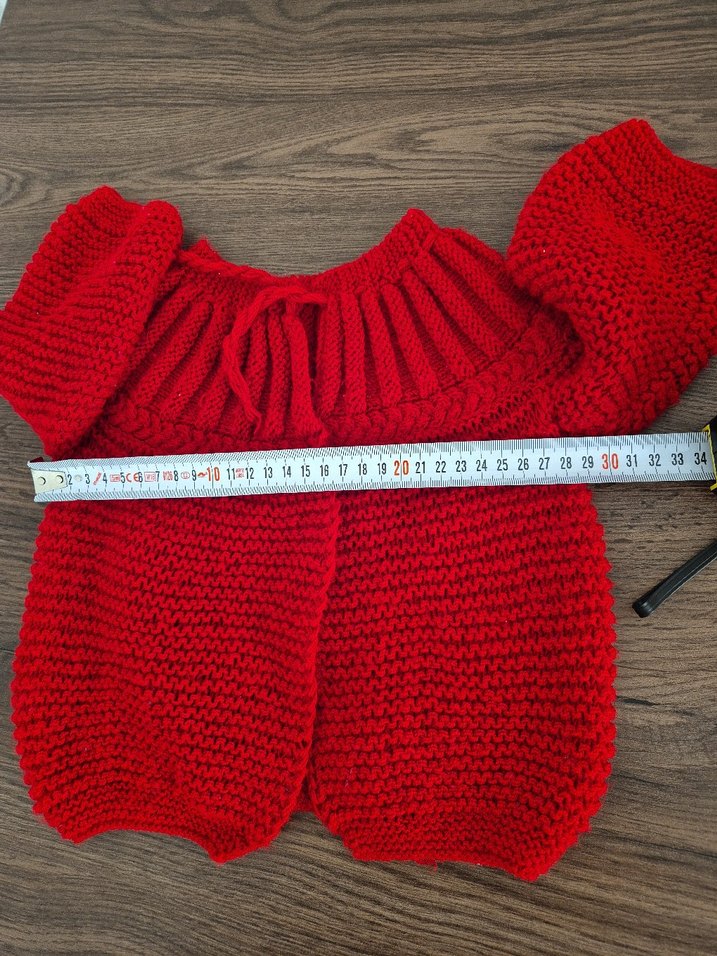 Kız Çocuk Kırmızı Örgü Hırka - Görsel 5