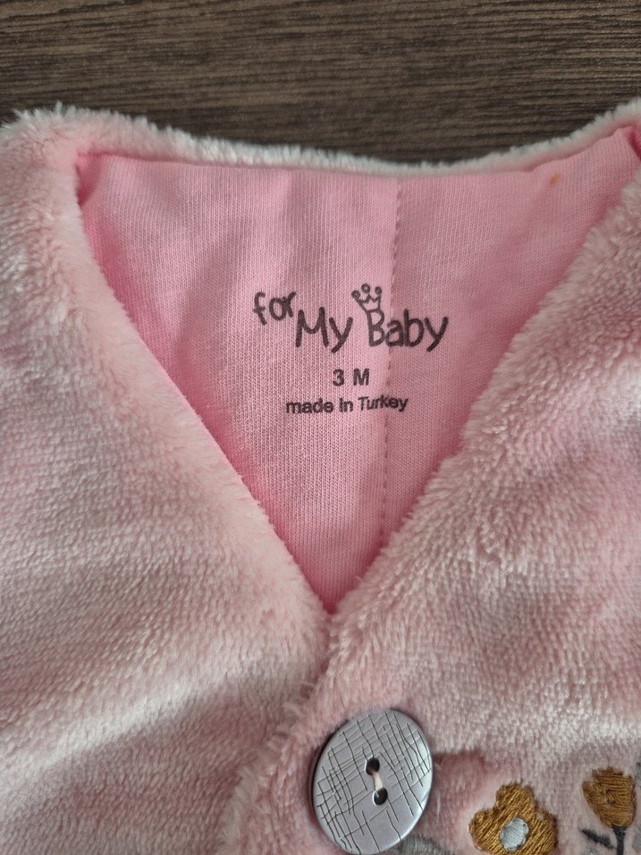 Pembe Nakışlı Kürklü Kolsuz Bebek Kıyafet Takımı - Görsel 2