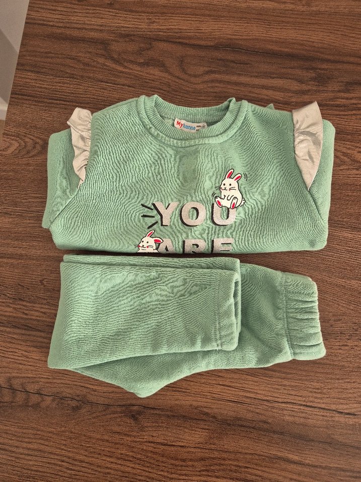 Yeşil Kız Bebek Takımı Uzun Kollu - Görsel 3