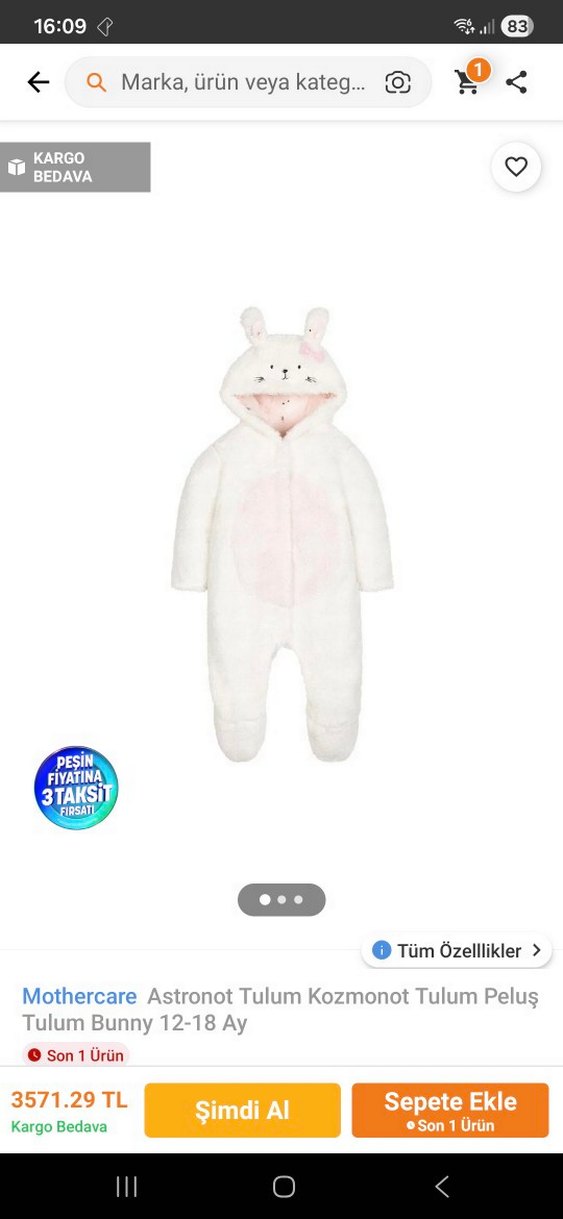 Mothercare marka. 18 -24 ay Bebek Tulumu - Görsel 5