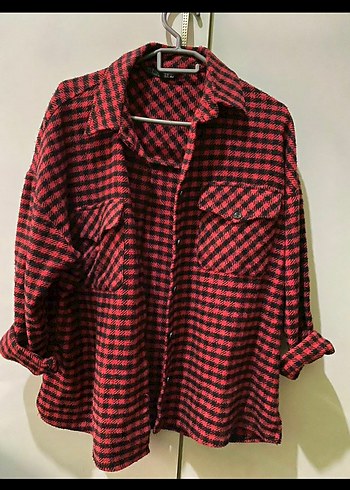 Kırmızı Ekose Desenli Kadın Gömlek - Görsel 2