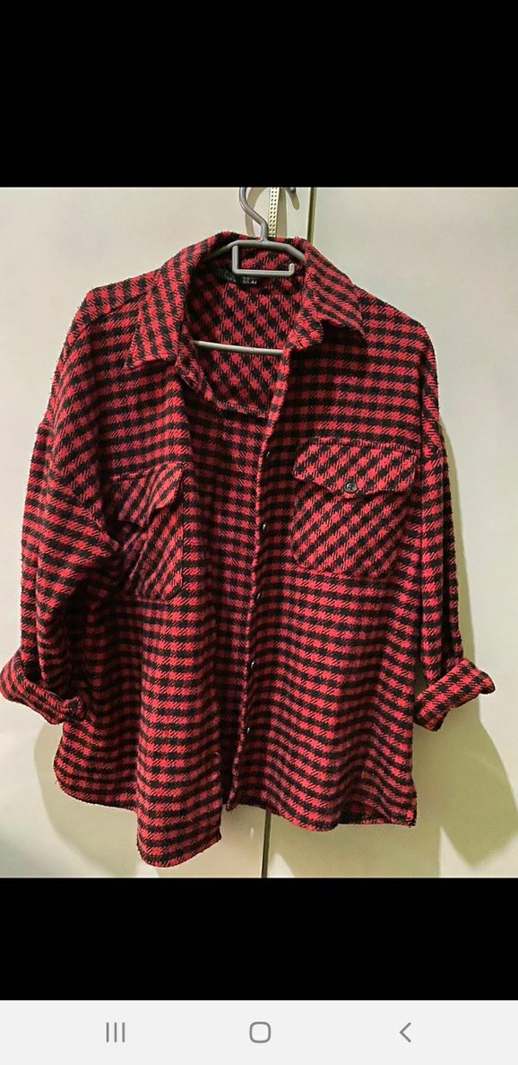 Kırmızı Ekose Desenli Kadın Gömlek - Görsel 2