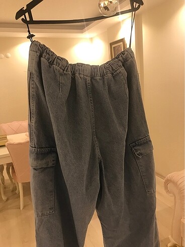 42 Beden mavi Renk Yanları Cepli Paraşüt Jogger Pantolon