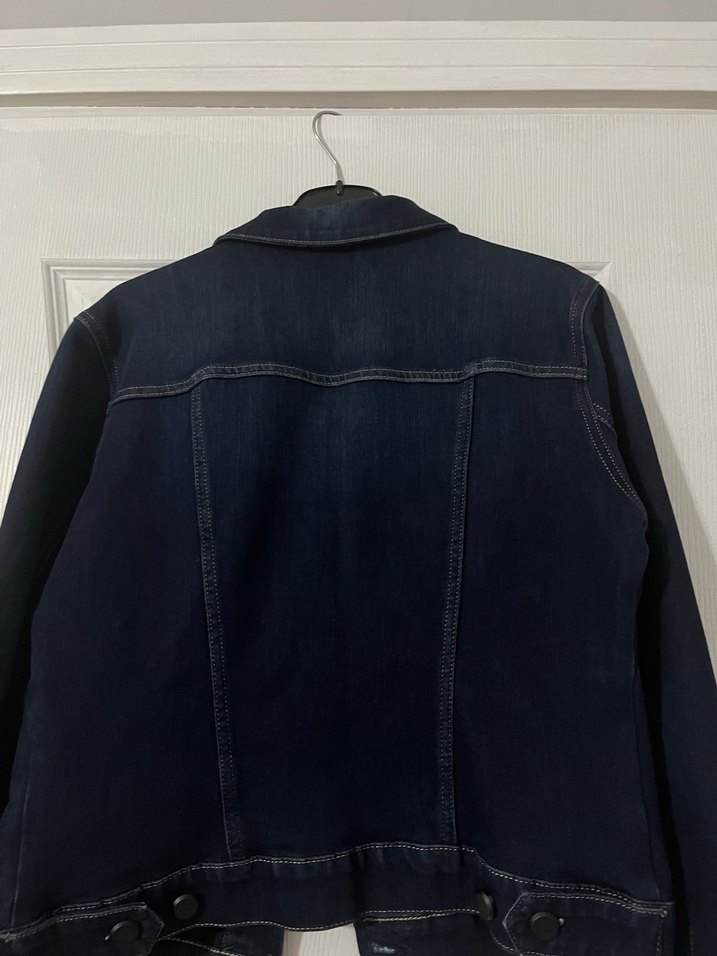 Düğmeli Lacivert Kadın Kot Ceket - Görsel 4